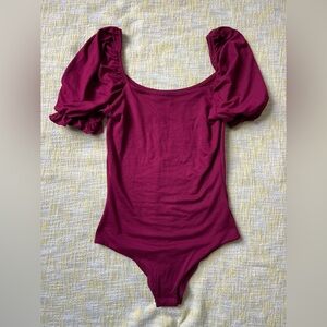 Pink Lily Wine Red Bodysuit